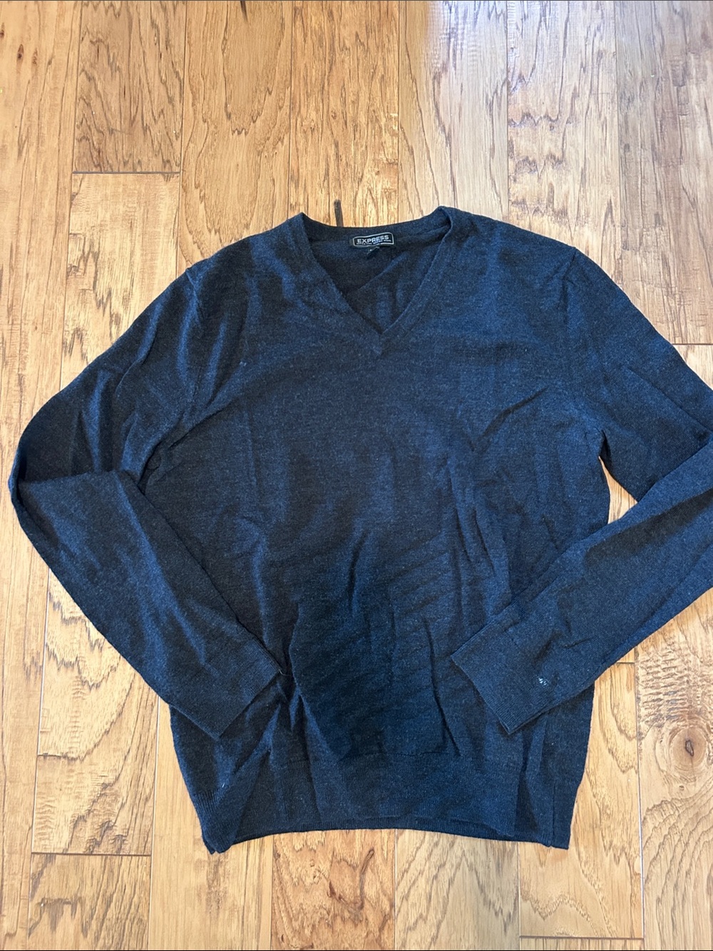 Express Men's Charcoal V-Neck Sweater